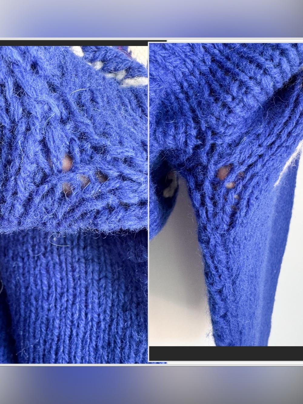 Vintage Marsh Landing Hand Knit Shetland Wool Fair Isle Yoke Sweater M Blue - Picture 8 of 14